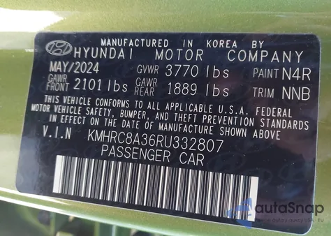 2024 Hyundai Venue Sel from USA, damaged, VIN KMHRC8A36RU332807